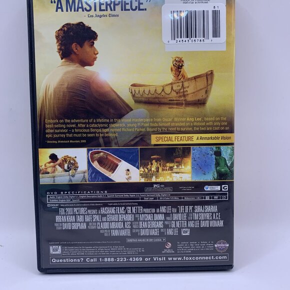 Life Of Pi DVD Rated PG 20th Century Fox Widescreen - Picture 2 of 3